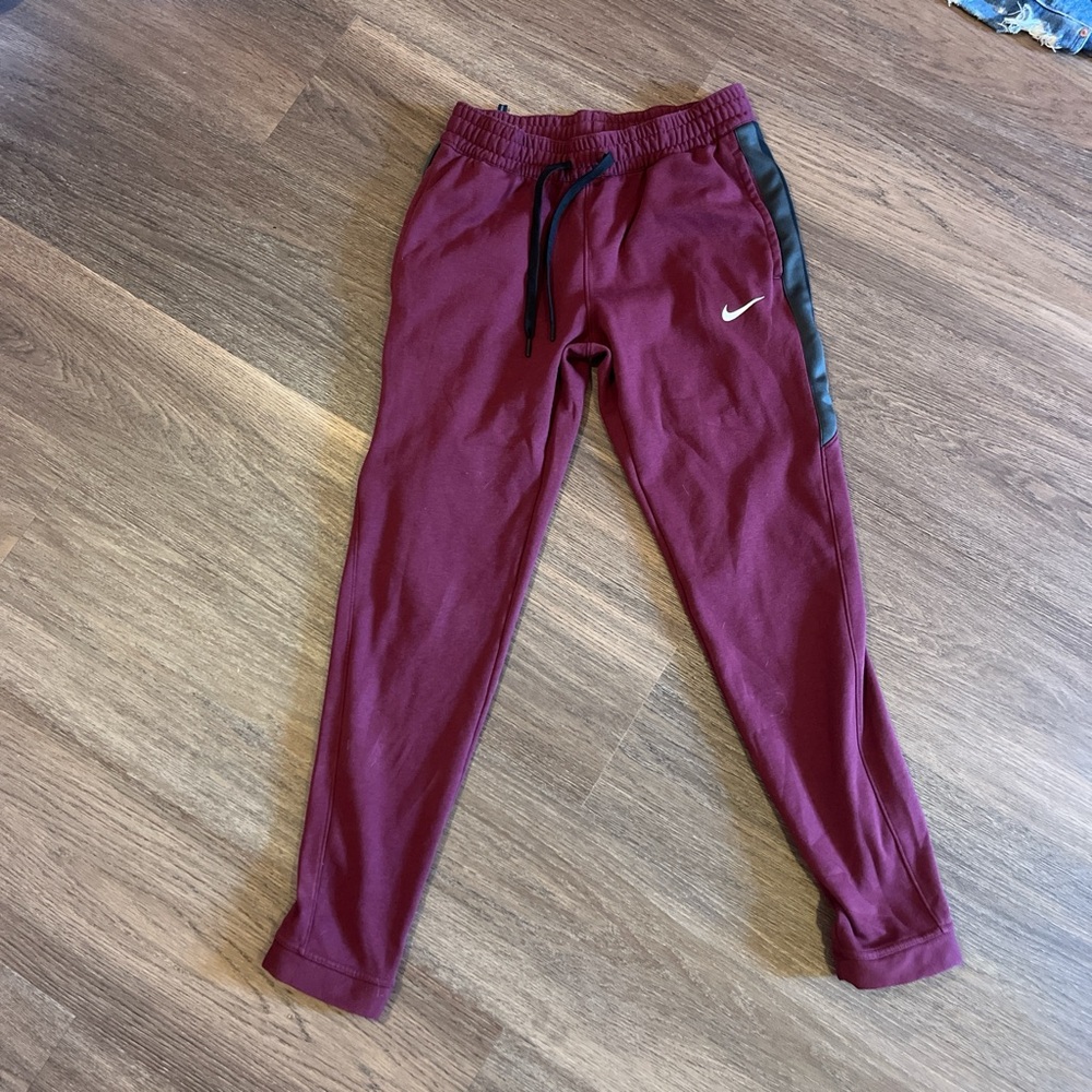 Nike Red and Black Joggers Elastic Cuffs Drawstring Waistband